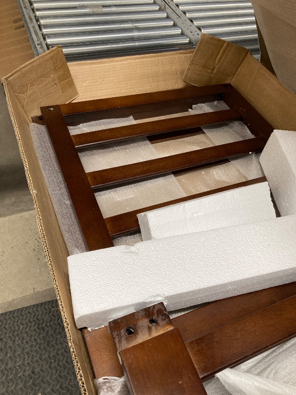 View 4 of *Minor scratches* *Missing hardware?* Bellemave Montessori Floor Bed Frame with High Fence and Door, Queen Floor Bed for Kids, Girls & Boys, Easy Assemble Montessori Beds Queen Size, Walnut