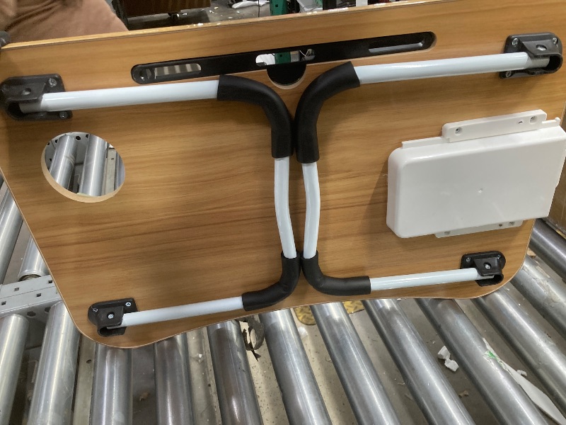 Photo 1 of *Small scratches* PHANCIR Foldable Lap Desk, 23.6 Inch Portable Wood Laptop Desk Table Workspace Office Organizer Bed Sofa Tray with Slots/Cup Holder/Drawer, Anti-Slip for Reading Writing Eating Watching, Walnut
