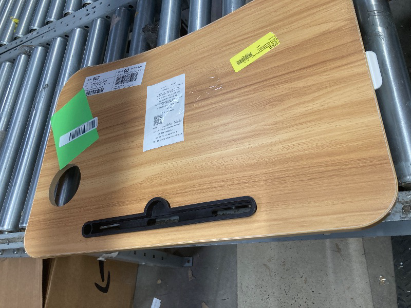 Photo 1 of *Small scratches* PHANCIR Foldable Lap Desk, 23.6 Inch Portable Wood Laptop Desk Table Workspace Office Organizer Bed Sofa Tray with Slots/Cup Holder/Drawer, Anti-Slip for Reading Writing Eating Watching, Walnut
