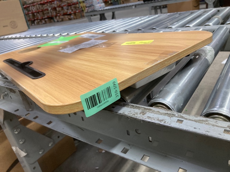 Photo 1 of *Small scratches* PHANCIR Foldable Lap Desk, 23.6 Inch Portable Wood Laptop Desk Table Workspace Office Organizer Bed Sofa Tray with Slots/Cup Holder/Drawer, Anti-Slip for Reading Writing Eating Watching, Walnut
