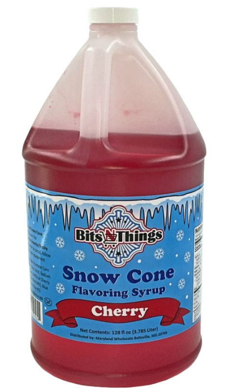 Photo 1 of *BBD 10/10/2026* Bits N Things Cherry Snow Cone Syrup | Slushy & Granita | Kosher | Made In America | 1 Gallon
