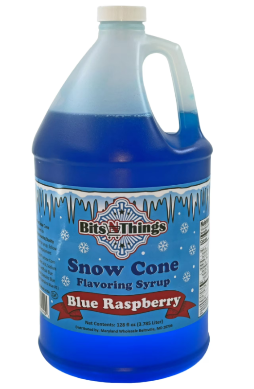 Photo 1 of *BBD  10/09/2026* Bits N Things Blue Raspberry Snow Cone Syrup | Slushy & Granita | Kosher | Made In America | 1 Gallon
