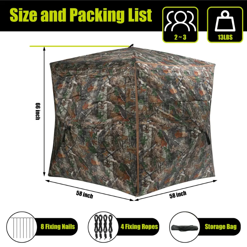 Photo 1 of *Feet scratched* Skyhot 360° See Through Ground Hunting Blind for 2-3 Persons,300D Pop Up Resilient Portable Tent with Swing Door and Carrying Bag for Deer Turkey