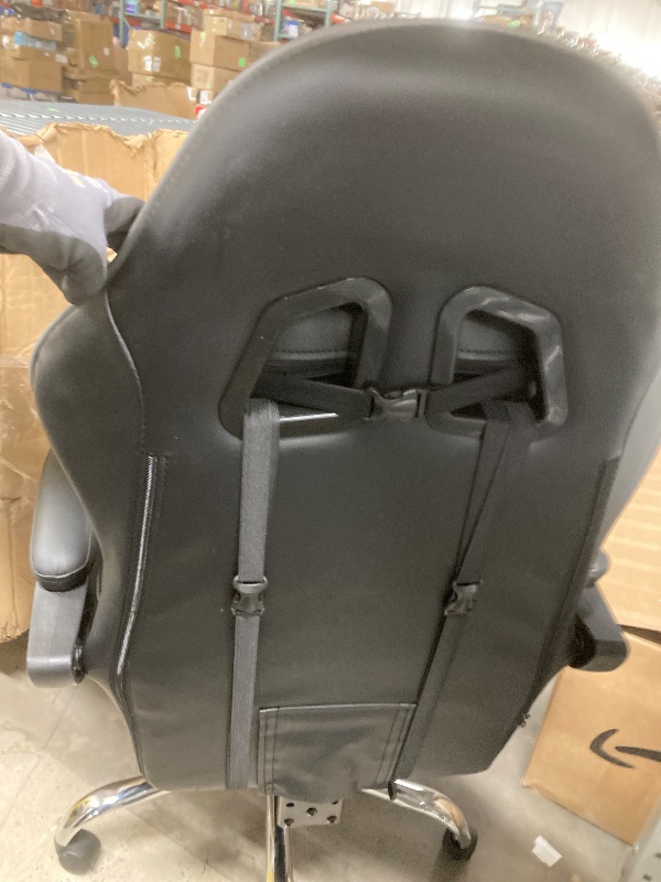 Photo 1 of *Dirty* JONPONY Big and Tall Gaming Chair, Ergonomic Design, Gamer Chair PU Leather with Footrest and Lumbar Support, High Back Office Chair Support 8 Hours Long Sitting, Computer Chair,Black Grey
