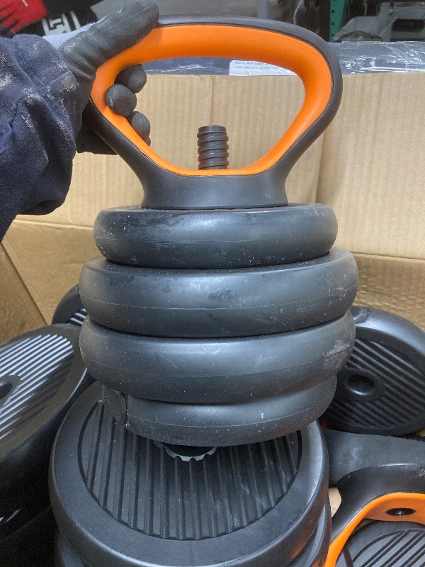 Photo 1 of *HEAVY* *Unsure if pieces are missing*  UPGO Adjustable Dumbbells,90lbs Free Weight Set with Connector,5 in1 Dumbbells Set as Barbell,Kettlebell,Push up Stand,Weight Plate,Fitness Exercises for Home Gym Suitable Men/Women
