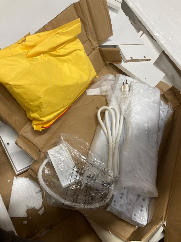 Photo 1 of *HEAVY* *Pieces chipped* Ktaxon Large Makeup Vanity, Get Ready with Me GRWM Vanity Table Set w/ Visible Glass Top w/ Charging Station, White