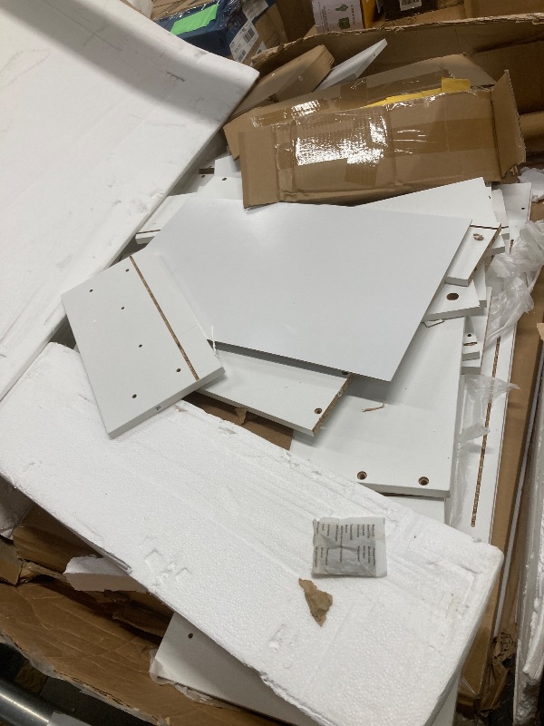 Photo 1 of *HEAVY* *Pieces chipped* Ktaxon Large Makeup Vanity, Get Ready with Me GRWM Vanity Table Set w/ Visible Glass Top w/ Charging Station, White