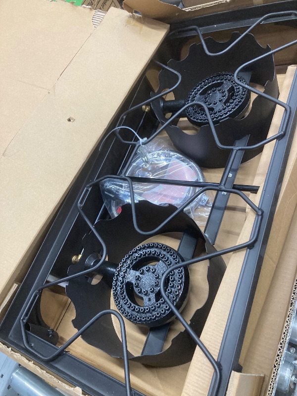 Photo 1 of *Minor damage to legs* LNOW Gas Cooker Outdoor Propane Camping Stove with Wind Panel Picnic Stove Stand BBQ Grill Portable 150000 BTU Gas Stove 2 Burner for Camping
