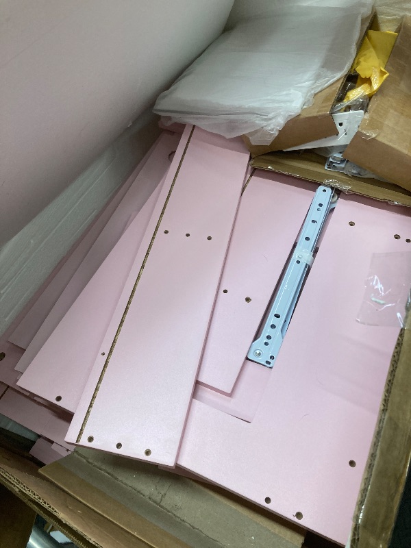 Photo 1 of *HEAVY* *Missing Mirror* Ktaxon Large 47.2" Makeup Vanity with 3 Color Lights, Dressing Table with USB Charging Station, Light Pink