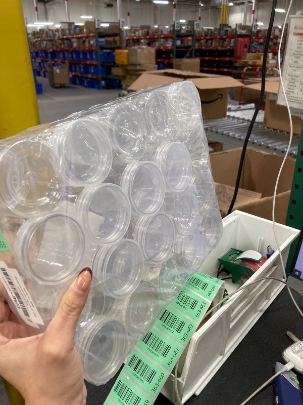 Photo 1 of 20 Pack 4oz Clear Plastic Jars with Lids,115ml Wide-Mouth Refillable Storage Containers,Empty Round Containers for Candy,Beads,Lotion,Slime Making and Food Storage