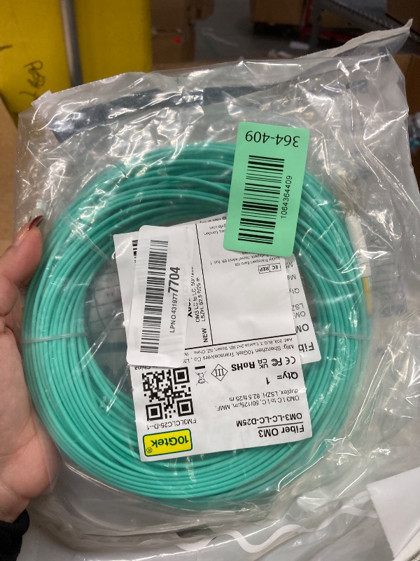 Photo 1 of 10Gtek Fiber Patch Cable - LC to LC OM3 10Gb/Gigabit Multi-Mode Jumper Duplex 50/125?m LSZH Fiber Optic Cord for SFP Transceiver, Aqua, 25-Meter(82.0ft)