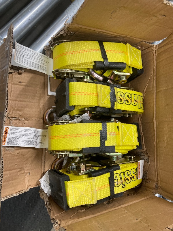 Photo 1 of ,4 Pack Heavy Duty Tie Down Straps  Weather Resistant Cargo Strap 3,333 Pound Working Load Limit for Flatbed, Truck, Trailers Pickup