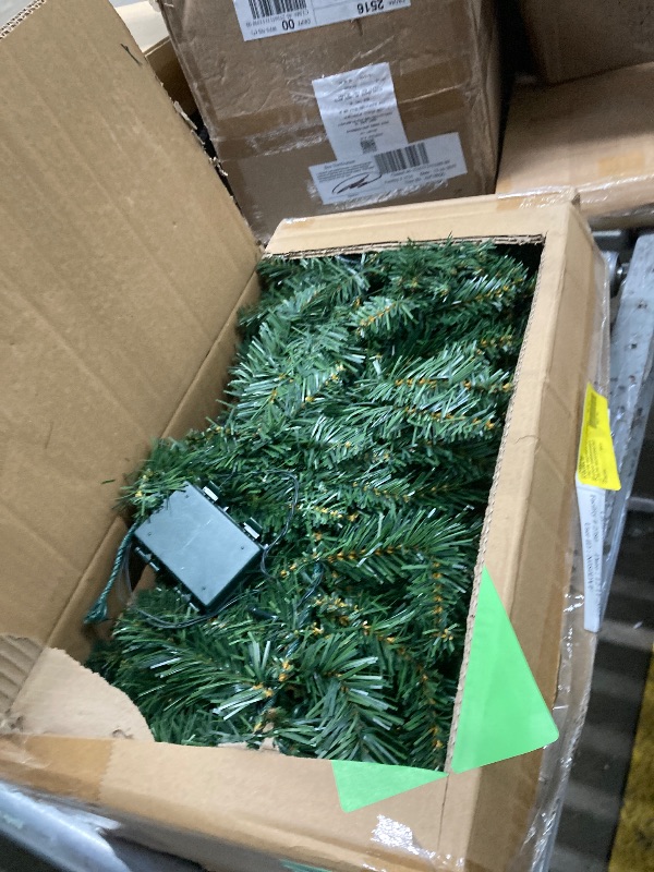 Photo 1 of 10ft Pre- Christmas Garland with 50 LED Lights, Battery Operated with Timer, Lush Artificial Xmas Greenery for Indoor & Outdoor Holiday Decoration, Green