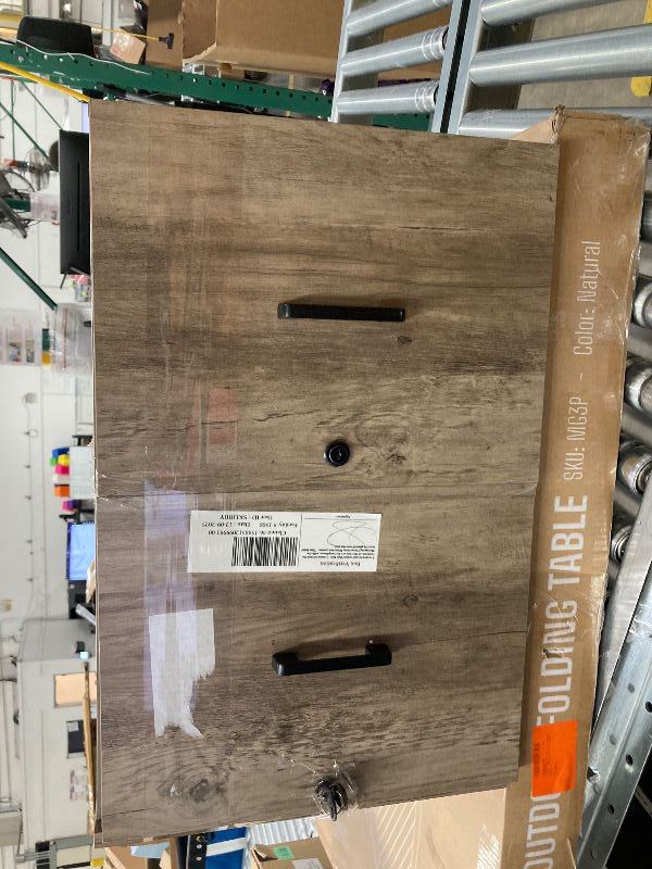 Photo 1 of ***MISSING WHEELS*PRETTY MESSY IN GENERAL***VINGLI 3-Drawer File Cabinet with Lock, Wood Rolling Filing Cabinets for Home Office, Mobile Printer Stand, Under Desk File Organizer for Letter Sized Files, 26" H(Caster Included),Gray Oak***MISSING WHEELS*PRET