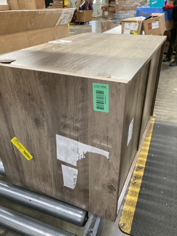 Photo 1 of ***MISSING WHEELS*PRETTY MESSY IN GENERAL***VINGLI 3-Drawer File Cabinet with Lock, Wood Rolling Filing Cabinets for Home Office, Mobile Printer Stand, Under Desk File Organizer for Letter Sized Files, 26" H(Caster Included),Gray Oak***MISSING WHEELS*PRET