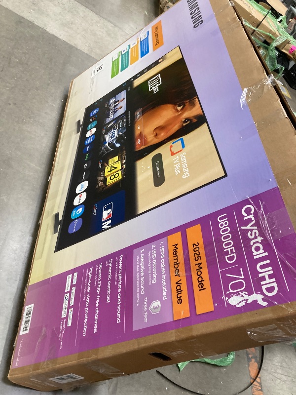 Photo 1 of ***SCREEN BROKEN***

Samsung 70-Inch Class Crystal UHD U8000F 4K Smart TV (2025 Model) Endless Free Content, Crystal Processor 4K, MetalStream Design, Knox Security, Alexa Built-in
