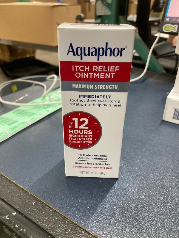 Photo 1 of ***EXP 2026/05***Aquaphor Itch Relief Ointment, Maximum Strength 1% Hydrocortisone, Relieves Itch from Skin Irritation, Insect Bites, Psoriasis, Skin Rashes, Eczema, & Poison Ivy, 2 oz