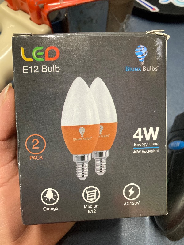 Photo 1 of 2 Pack BlueX LED Orange Light Bulb - 4W (40Watt Equivalent) - E12 Base Orange LED Bulb, Party Decoration, Porch, Home Lighting, Holiday Lighting, Chandelier Light Bulbs, Candelabra Bulbs