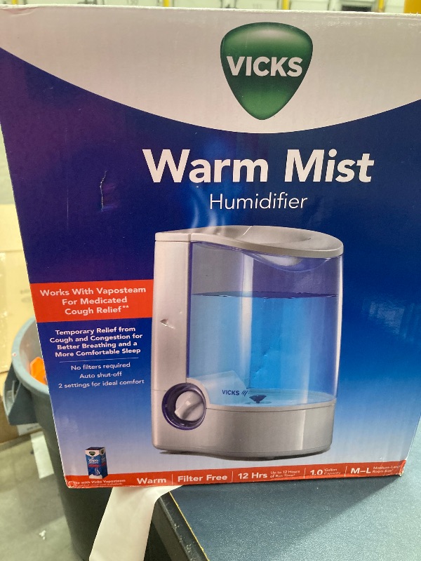 Photo 1 of **NEEDS CLEANING**Vicks Warm Mist Humidifier Filter?Free 1?Gal Tank, Auto Shut?Off, Night Light, VapoPad and VapoSteam Compatible