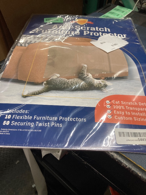 Photo 1 of 10 Pack XL Anti Cat Scratch Furniture Protector - Couch Protector from Cat Claws w/Twist Pins - Heavy Duty, Strong, Clear, Easy-to-Apply Scratching Deterrent and Shield for Sofa