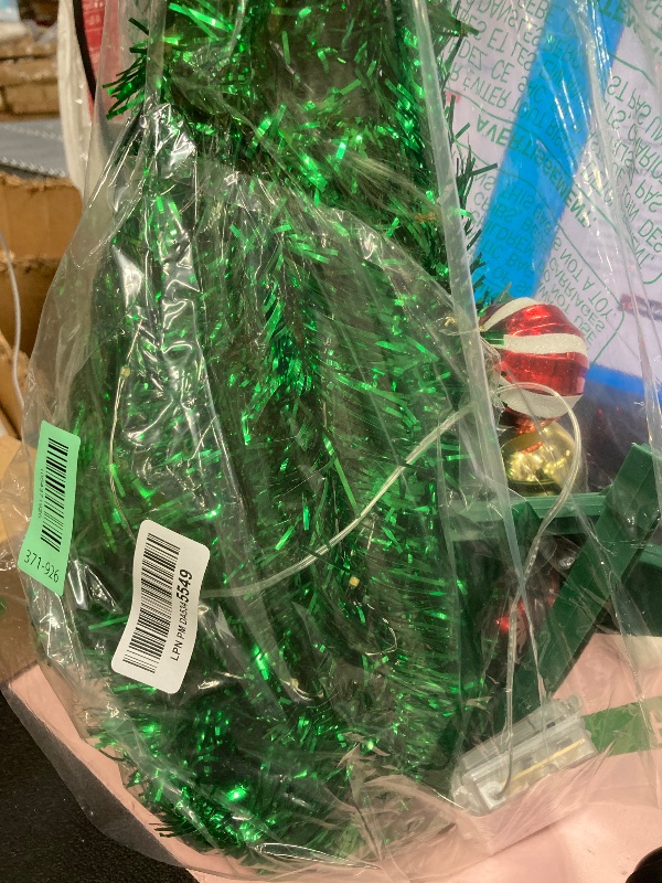 Photo 1 of [ Timer & 12 Modes ] 3 Ft Green Christmas Tree with DIY 50 Warm White & Multi Color Lights 15 Ball Ornaments 3D Star Remote Control Battery Operated Pencil Full Tree Xmas Christmas Decorations Table