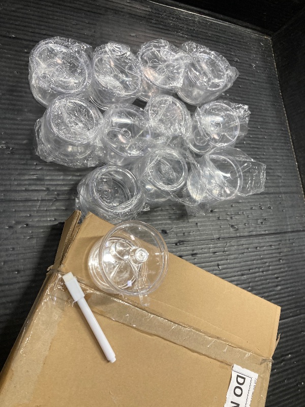 Photo 1 of ***VERY SMALL*SEEPICTURES***ZILAMGOO 12-Piece Acrylic (PLASTIC) Sugar Containers with Lids & Spoons - 7.1 oz Clear Sugar Bowl Dispenser for Coffee Bar, Ice Cream Sundae Toppings, Condiment Organizer Set***VERY SMALL*SEE PICTURES***THE SPOONS MOVING AROUND