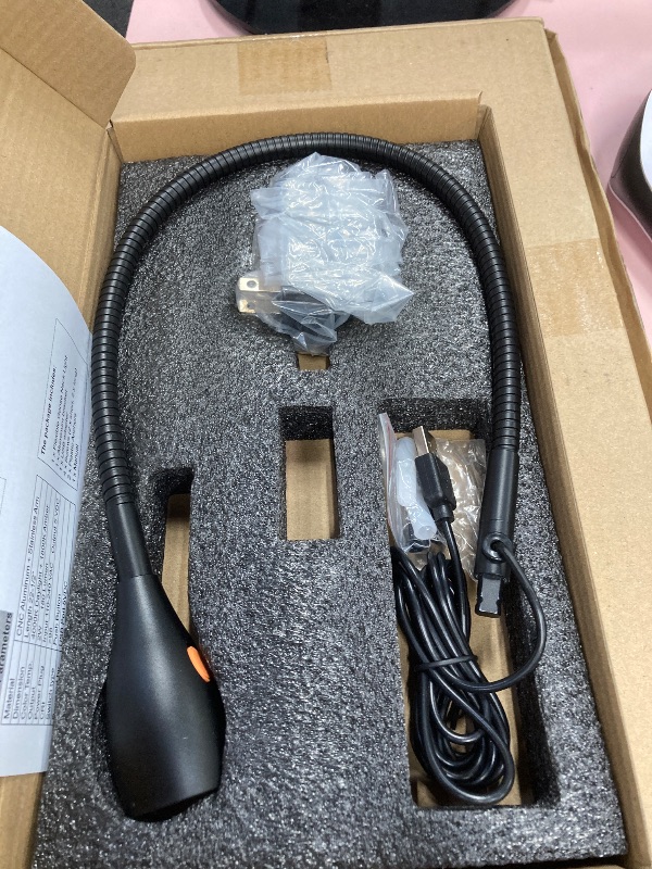 Photo 1 of **MISSING BASE**acegoo Wall Mounted Minimalist Bedside Reading Light, Wooden Headboard Mount Flexible Neck Book Light, Handy Lamp Head Switch, CRI 98+ 4000K LED, Powered by USB