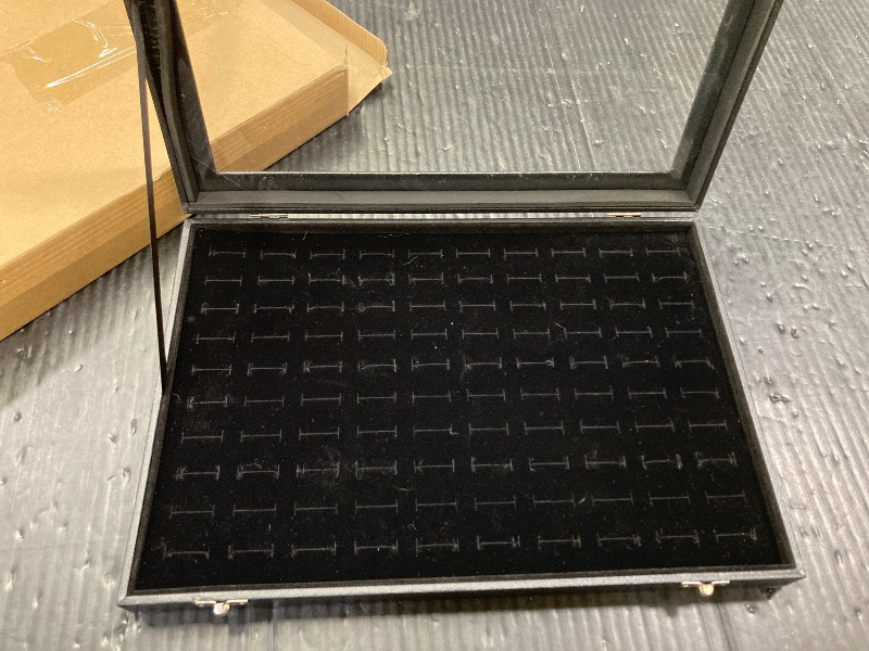 Photo 1 of ***1 LATCH IS BROKEN***Siveit Ring Display Case Organizer Box with Transparent Lid, Ring Holder Showcase For Store Display Jewelry Show Home, Ring Organizer For Jewelry Rings, Studs Earrings (100 Slot, Black)***1 LATCH IS BROKEN***
