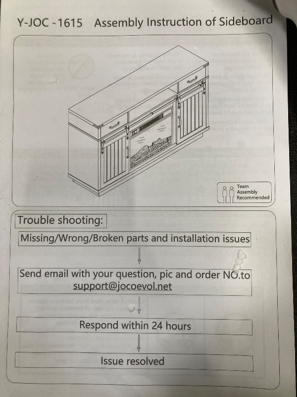 Photo 1 of ***BOX 1 OF 2 ONLY/MISSING FIREPLACE/SOME DAMAGE TO WOOD-SEE PICS****59'' Fireplace TV Stand with 3D Flame Electric Fireplace Heater, 34'' Tall Farmhouse TV Stand for 65 Inch TV, Entertainment Center TV Console with 2 Drawers, Sliding Barn Door for Living