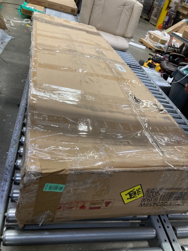 Photo 1 of **MISSING BOX/INCOMPLETE SET***Merax King Size Upholstered Bed Frame with Boucle Thick Headboard, 42.5" Wingback Platform Bed Frame with No Box Spring Needed, White Fabric Modern Bedroom Platform Bed