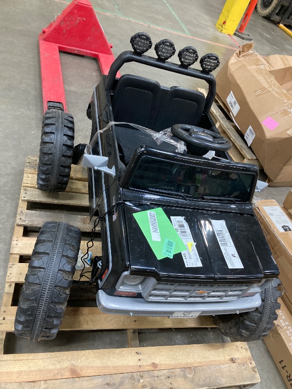 Photo 1 of ***CHARGER MISSING***24V 2 Seater Ride on Cars, Licensed Chevrolet Cheyenne Powered Ride on Toys Truck with Remote Control, 4 Wheels Spring Suspension, LED Light, Electric Cars for Kids Ages 3-8 Gifts, Black***CHARGER MISSING***