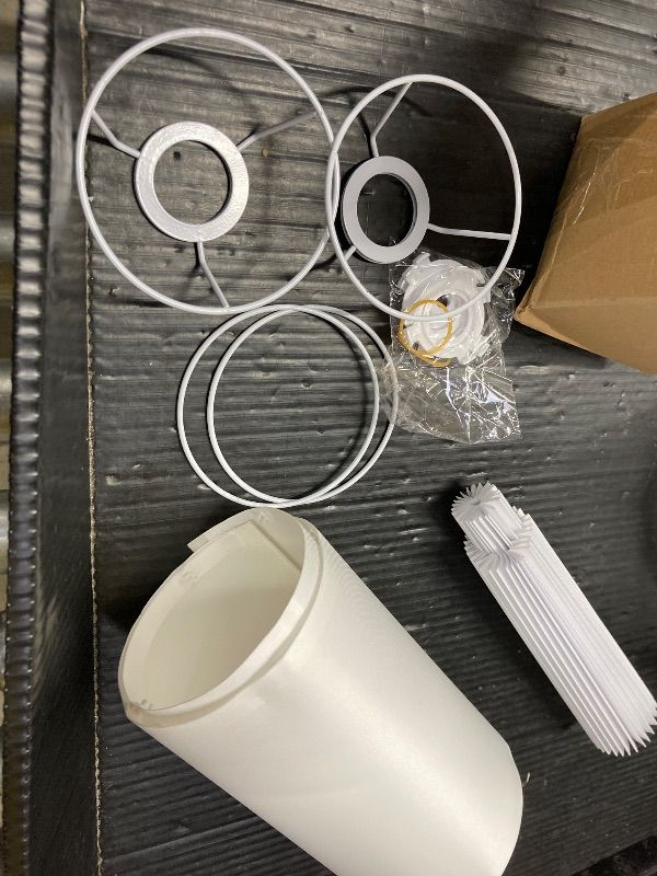 View 1 of ***STANDS ARE MISSING***Small Lamp Shades Set of 2 for Table Floor Lamps, 9.8"x6.1"x6.1" Drum Lamp Shades, Pleated Lamp Shade, Linen Round Lampshades, White Barrel Lamp Shade, Medium Lamp Shade for Modern Interiors***STANDS ARE MISSING***