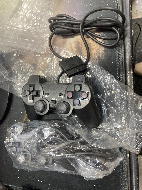 Photo 1 of ***DAMAGED -SELLING AS IS *** HaeBorl PS2 Controller, 2 Packs Wired Controller Compatible with PS2/PS2 Slim/PS1, PS2 Replacement Wired Controller with Dual Vibration, Black
