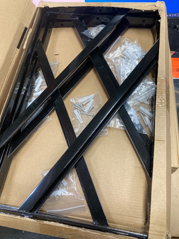 Photo 1 of 10 Pack Heavy Duty Shelf Brackets 16 Inch, Black Triangle Shelf Brackets Steel Floating Shelf Bracket, Wall Angel Shelf Supporter Corner Bracket, 16x10 Inch
