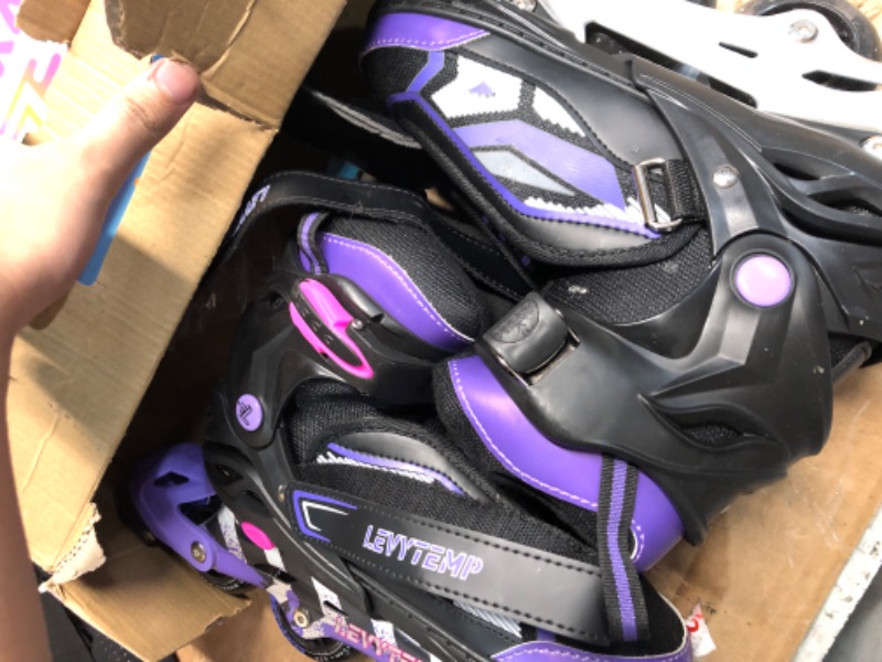 Photo 1 of ***Missing Laces*** LEVYTEMP Adjustable Inline Skates for Kids and Adults, Outdoor Beginner Roller Skates with All Light Up Wheels for Girls, Boys, Men and Women