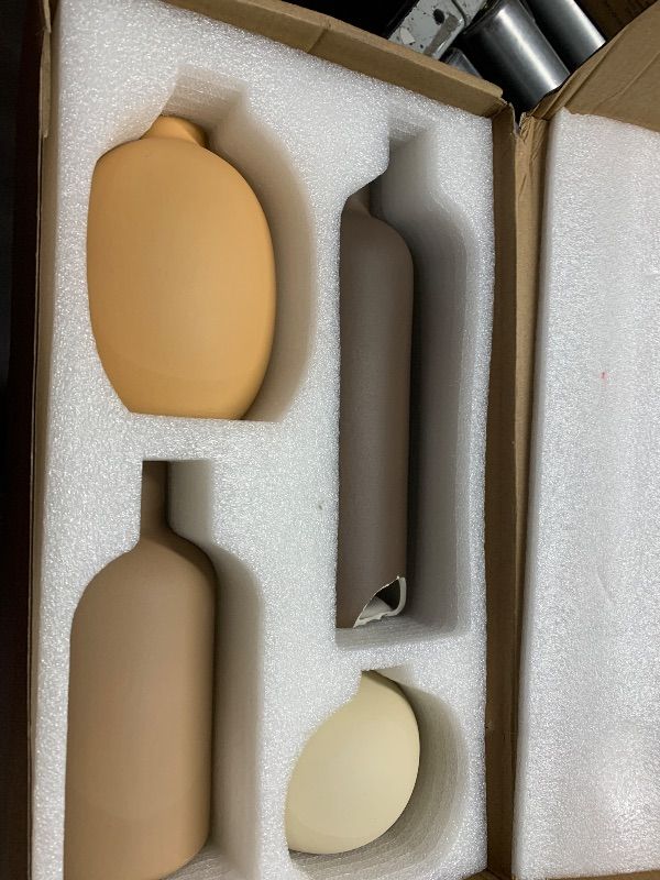 Photo 1 of (SEE NOTES) Modern Ceramic Vase Set, Neutral Colors, Decorative Vases for Home Shelf Decor, 4 Piece Collection, Happy Birthday Gifts for Women Mom Her Friend Sister Wife Grandma, Self Care Gift (Coffee Mix set 4)