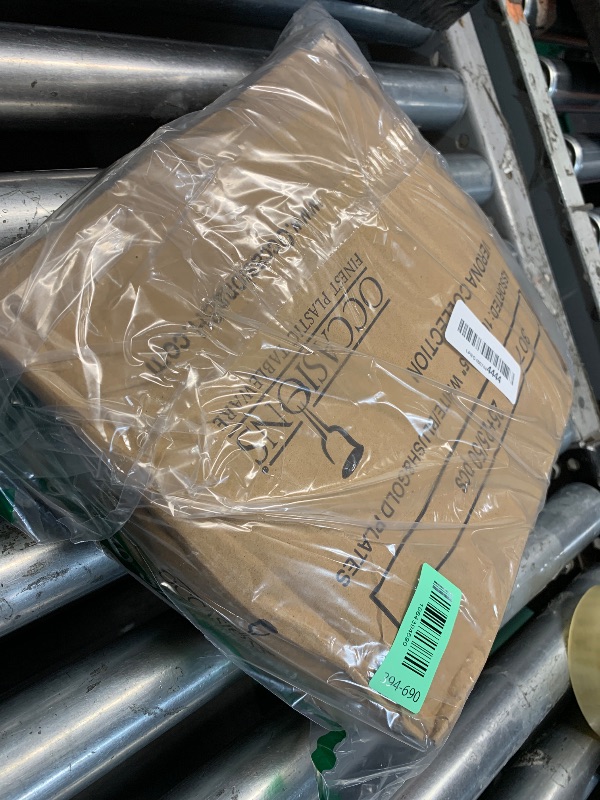 Photo 1 of " OCCASIONS " 50 Plates Pack (25 Guests)-Wedding Party Disposable Plastic Plate Set -25 x 10.25'' Dinner + 25 x 7.5'' Salad & Dessert plates (Scalloped in White/Blush & Gold)