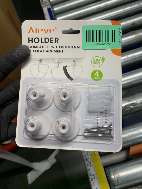 Photo 1 of ***FACTORY SEALED*** AIEVE 4 Pack Stand Mixer Attachment Holders Compatible with Kitchenaid Mixer Accessories,Flex Edge Beater, Flat Beater, Dough Hooks and Wire Whip Organizer