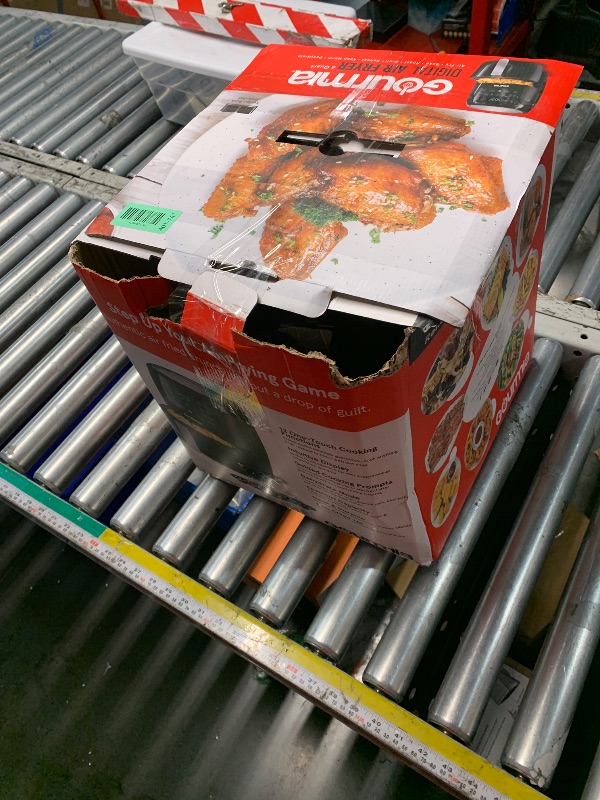 Photo 1 of ***DAMAGED, SEE PHOTOS*** Gourmia Air Fryer - 6 Qt Large Capacity, FryForce 360º, Digital Display with 12 Presets, Roast, Bake, Broil, Dehydrate, Dishwasher Safe Accessories, Black