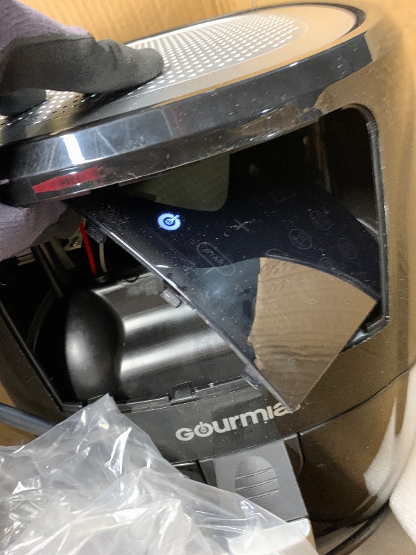 Photo 1 of ***DAMAGED, SEE PHOTOS*** Gourmia Air Fryer - 6 Qt Large Capacity, FryForce 360º, Digital Display with 12 Presets, Roast, Bake, Broil, Dehydrate, Dishwasher Safe Accessories, Black