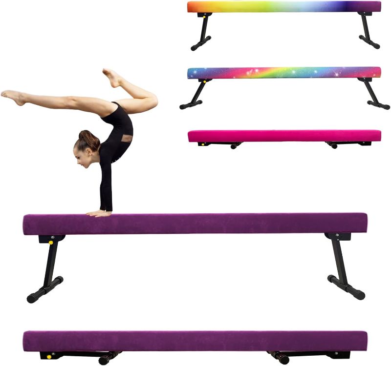 Photo 1 of ***STOCK PHOTO FOR REFERENCE ONLY (LIGHT BLUE) | TRUCK/TRAILER PICKUP ONLY*** 8ft Gymnastics Balance Beam, High and Low Floor Beam Gymnastics Equipment for Kids/Adults,Gymnastics Beam for Training,Physical Therapy and Professional Home Training with Legs
