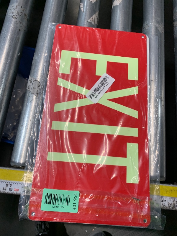 Photo 1 of (2 Pack) Photoluminescent Exit Sign Red - with Removable Directional Arrows, With strong self adhesive tape, 14.25 x 7.5 Inches Heavy Duty Aluminum Signs, Fade Resistant, water proof/weather proof