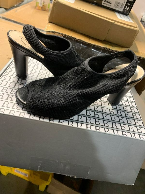 Photo 1 of ***STOCK PHOTO FOR REFERENCE ONLY***
NEWBELLA Women's Retro Peep Toe Sandals - Elegant Stiletto Heel Design with Breathable Mesh Knit Upper, Comfortable Elastic Casual Sandals for Daily Wear, Black 6.5