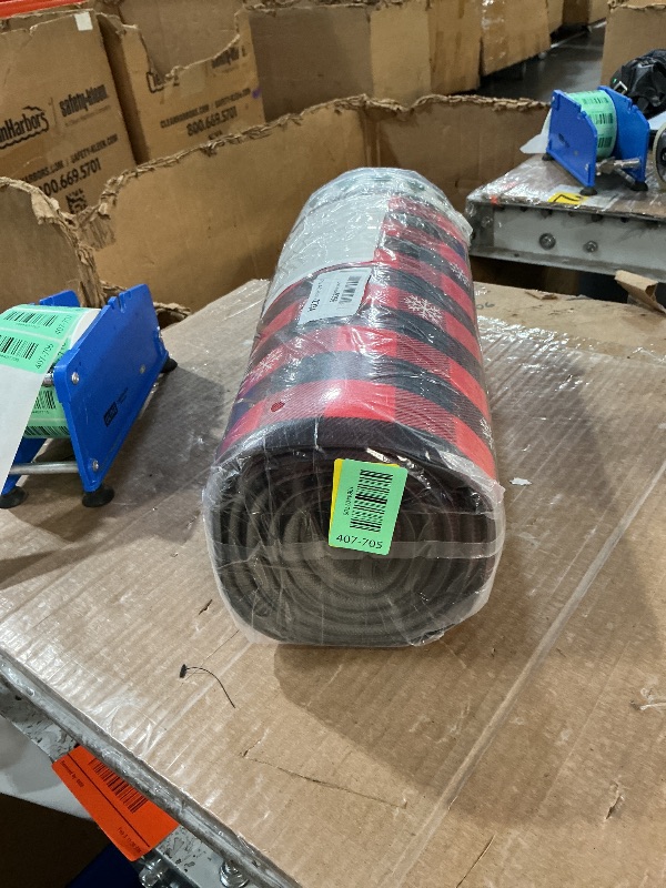 Photo 1 of ***LIKE NEW/OPEN BOX***2 Set Christmas Kitchen Rugs Santa Claus Kitchen Rugs Xmas Red Black Buffalo Plaid Snowflake Floor Mat Non Slip Washable Rubber Backing Doormat Pad for Merry Xmas Kitchen Bathroom 29x15 and 47x15 in