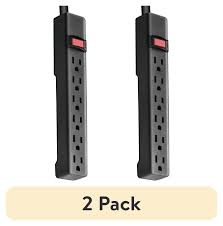 Photo 1 of (2 pack) Hyper Tough 6-Outlet Indoor Power Strip, 2.5 ft Extension Cord, UL/ETL Certified, Black
