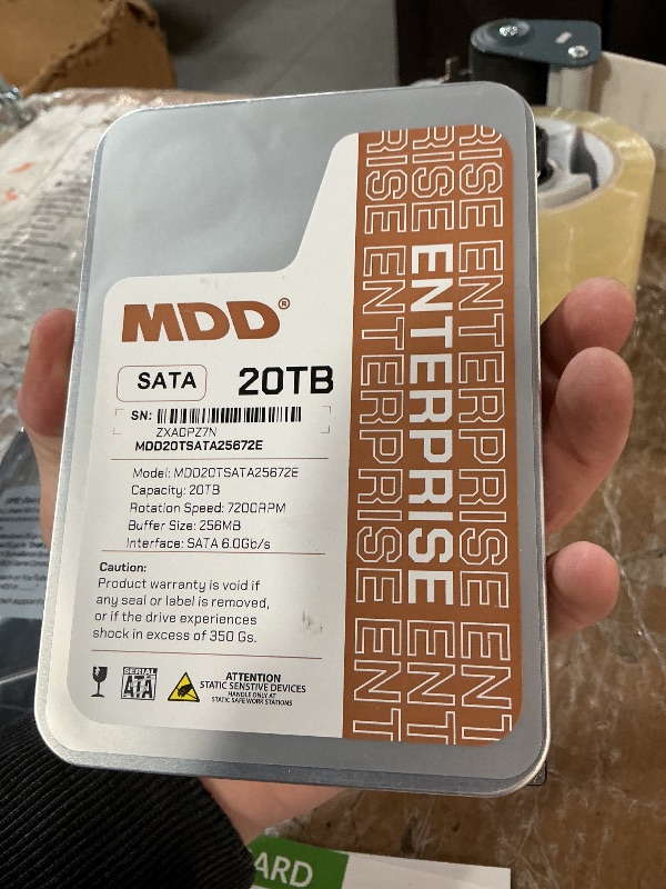 Photo 1 of ** FOR PARTS ONLY **
MDD MAXDIGITALDATA MDD 20TB 7200 RPM 256MB Cache 3.5-inch Internal Enterprise Hard Drive - 5 Years Warranty (Renewed)