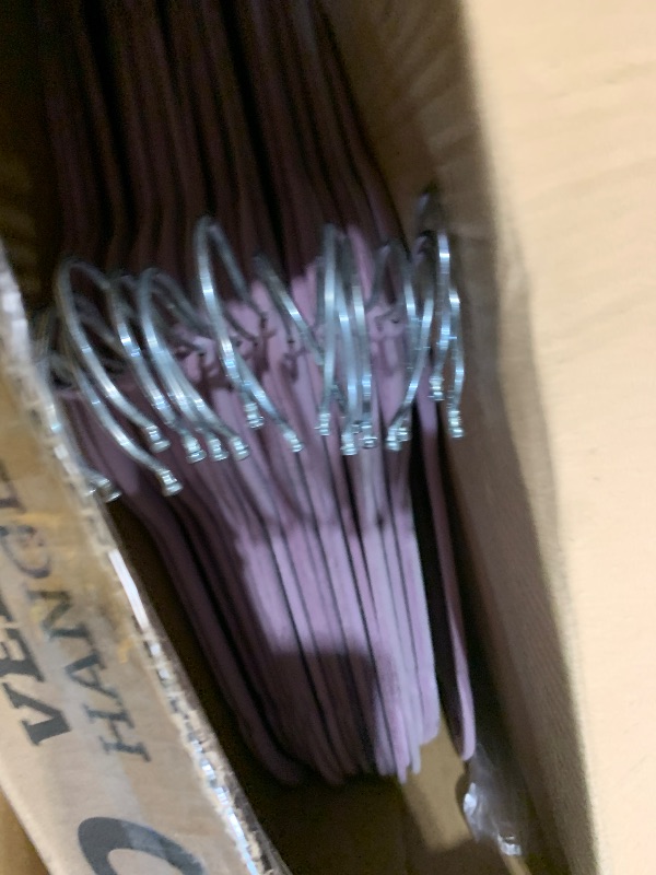 Photo 1 of ***MISSING PARTS***
ZOBER PURPLE Velvet Hangers 50 Pack - Clothes Hangers, Coat Hanger for Pants & Dress Clothes - Non Slip w/ 360 Degree Swivel, Holds up to 10 lbs - Strong Felt Hanger for Clothing