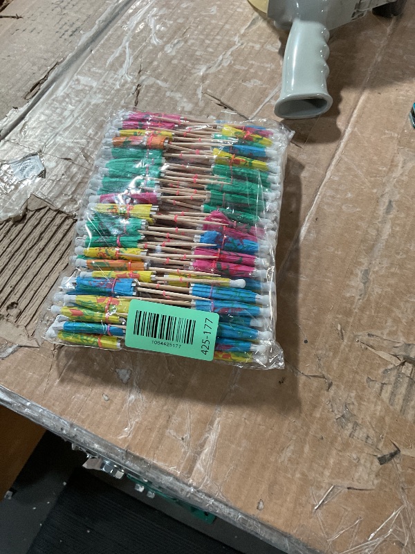 Photo 1 of [200 Pcs] Cocktail Drink Umbrella Picks Toothpicks - Colorful Paper Toothpicks Cocktail Umbrellas for Luau Parasols Hawaiian Tiki Party Decorations