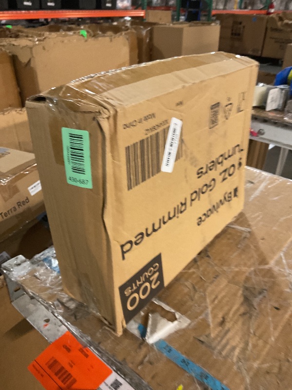 Photo 1 of [200 Pack] 9oz Clear Plastic Cups with Gold Rimmed Sturdy & Food Safe Disposable Wine Glasses Party Wedding Cups Disposable Drinking Cups Plastic Cocktail Glasses for Wine, Juice & Cold Beverages