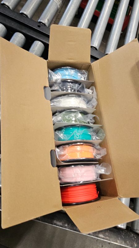 Photo 1 of ***red one used***TECBEARS High Speed PLA 3D Printer Filament Bundle, Matte PLA Filament 1.75mm for High Speed 50-600mm/s, 8 Pack,250g Spool, Black+White+Blue+Orange+Pink+Red+Green+Olive Green